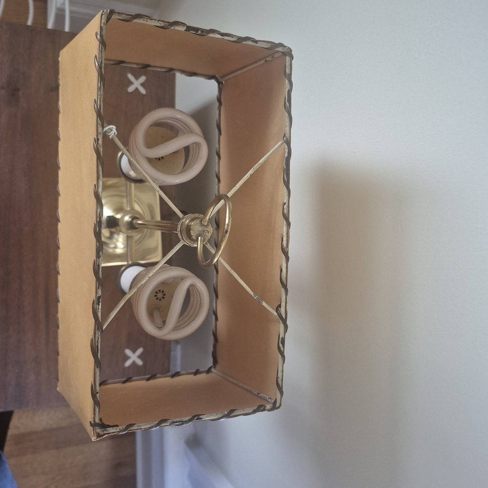 Elegant Tan Table Lamp with Gold Accents - Picture 12 of 14
